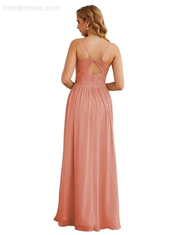 Numbersea Spaghetti Strap Bridesmaid Dresses Long Formal Party Prom Gowns 28060 by numbersea