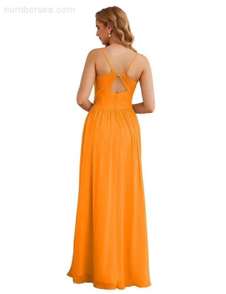 Numbersea Spaghetti Strap Bridesmaid Dresses Long Formal Party Prom Gowns 28060 by numbersea