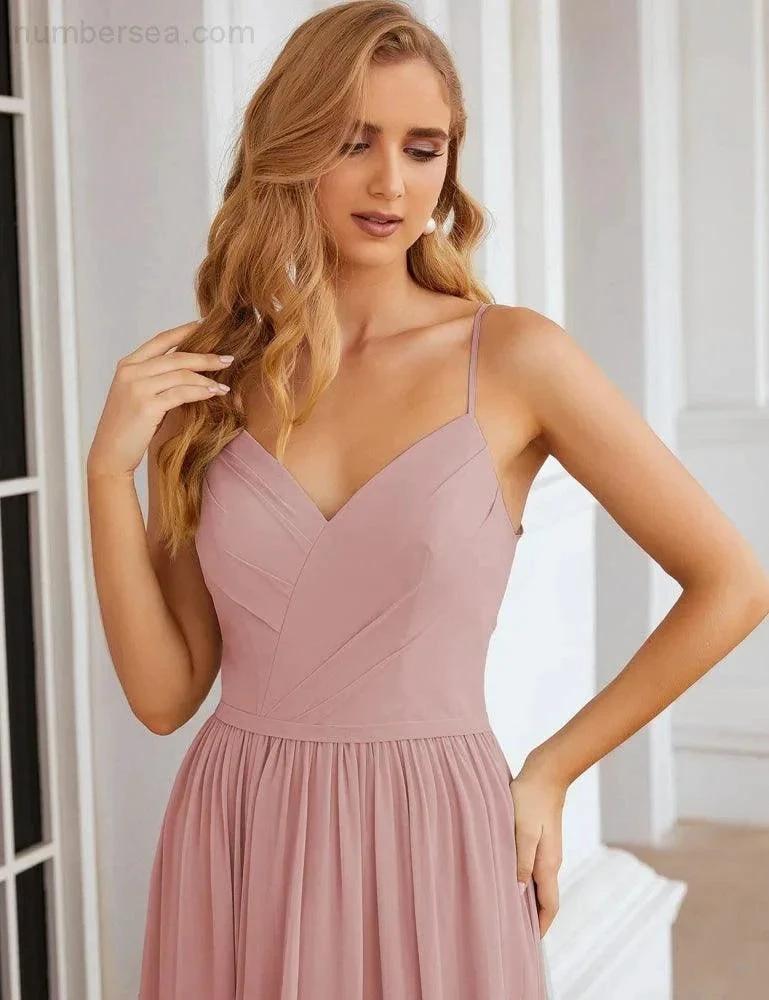 Numbersea Spaghetti Strap Bridesmaid Dresses Long Formal Party Prom Gowns 28060 by numbersea