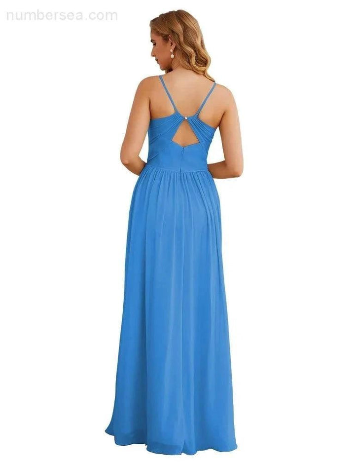 Numbersea Spaghetti Strap Bridesmaid Dresses Long Formal Party Prom Gowns 28060 by numbersea