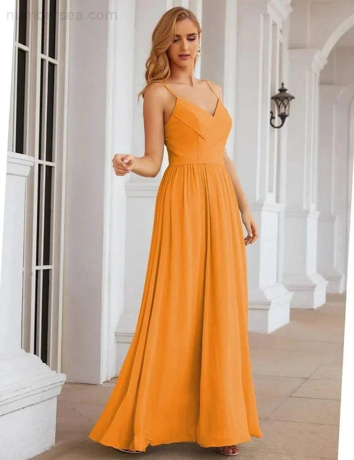 Numbersea Spaghetti Strap Bridesmaid Dresses Long Formal Party Prom Gowns 28060 by numbersea
