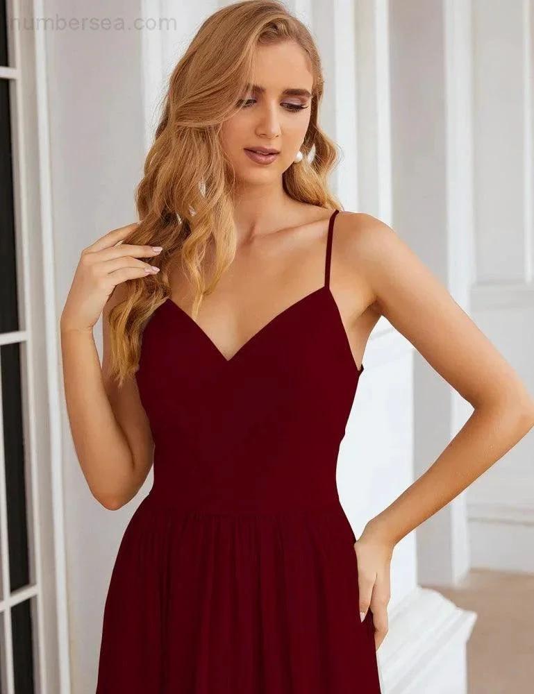 Numbersea Spaghetti Strap Bridesmaid Dresses Long Formal Party Prom Gowns 28060 by numbersea
