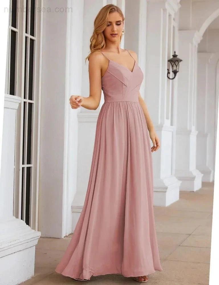 Numbersea Spaghetti Strap Bridesmaid Dresses Long Formal Party Prom Gowns 28060 by numbersea