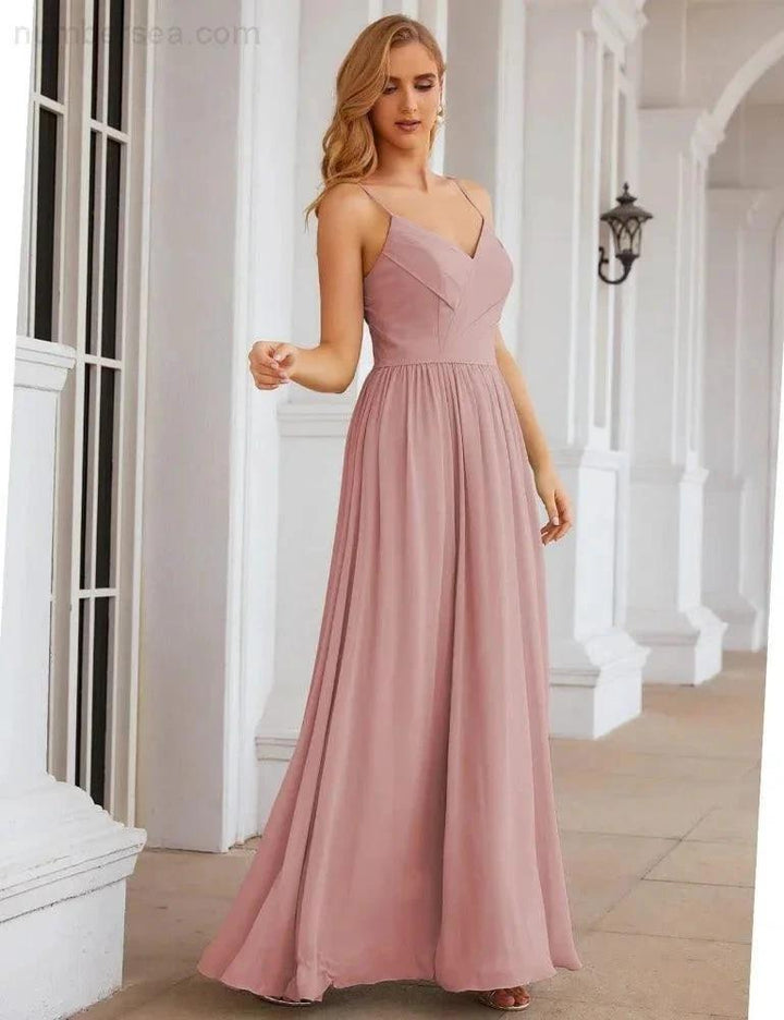 Numbersea Spaghetti Strap Bridesmaid Dresses Long Formal Party Prom Gowns 28060 by numbersea