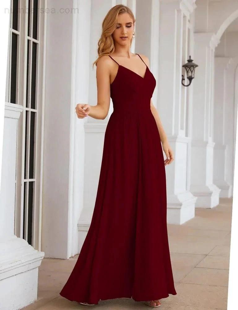 Numbersea Spaghetti Strap Bridesmaid Dresses Long Formal Party Prom Gowns 28060 by numbersea