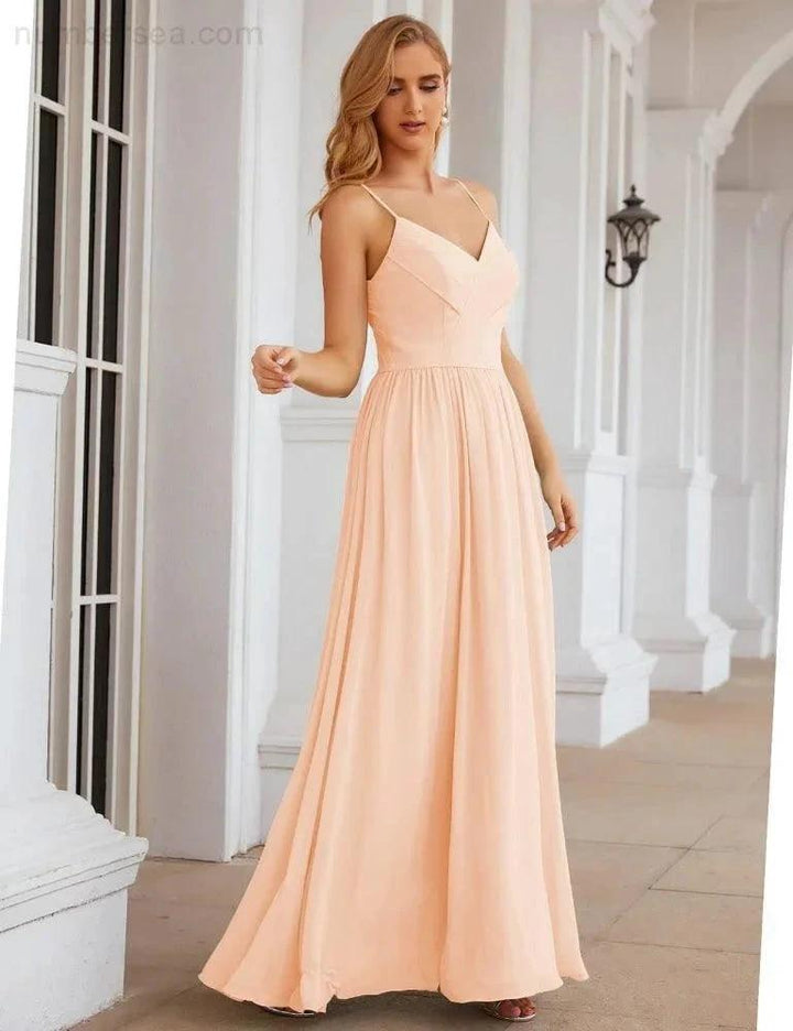 Numbersea Spaghetti Strap Bridesmaid Dresses Long Formal Party Prom Gowns 28060 by numbersea