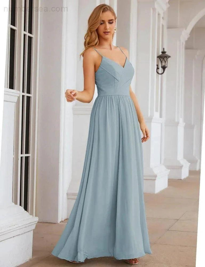 Numbersea Spaghetti Strap Bridesmaid Dresses Long Formal Party Prom Gowns 28060 by numbersea