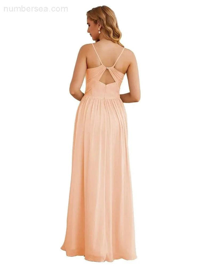 Numbersea Spaghetti Strap Bridesmaid Dresses Long Formal Party Prom Gowns 28060 by numbersea
