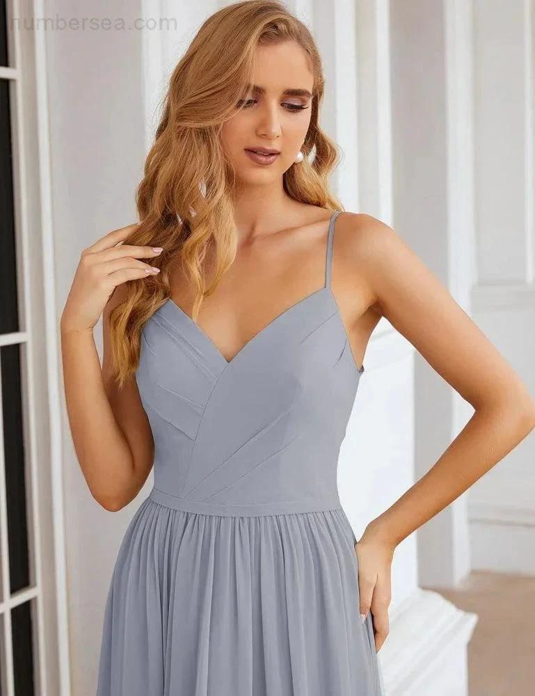 Numbersea Spaghetti Strap Bridesmaid Dresses Long Formal Party Prom Gowns 28060 by numbersea