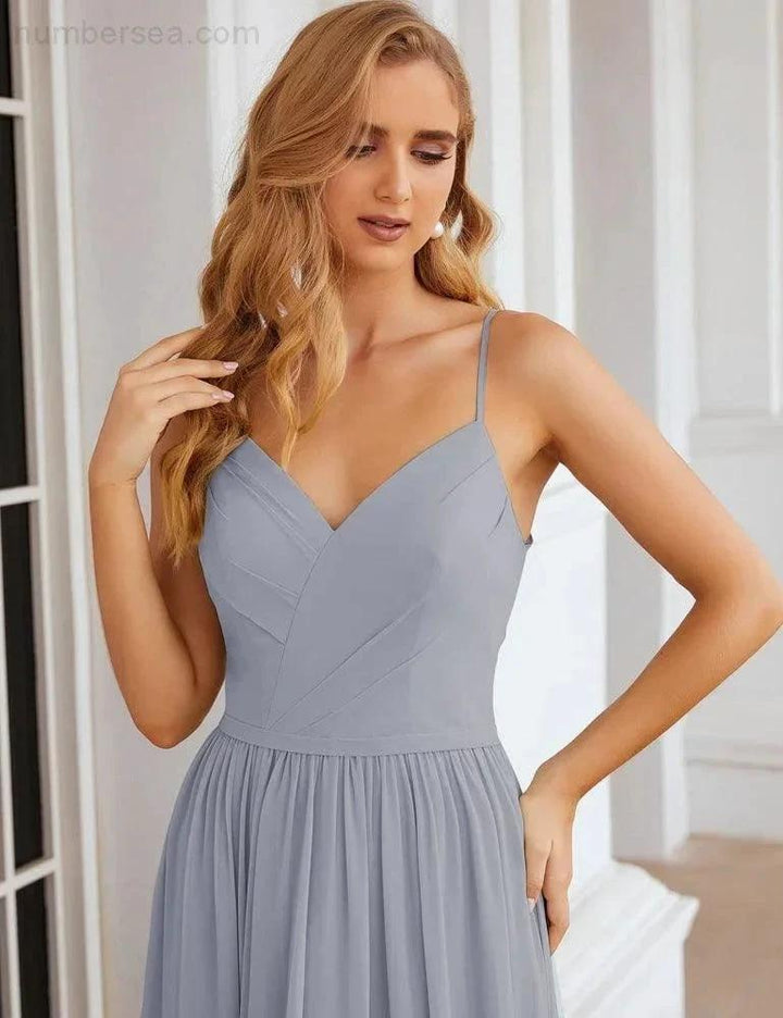 Numbersea Spaghetti Strap Bridesmaid Dresses Long Formal Party Prom Gowns 28060 by numbersea
