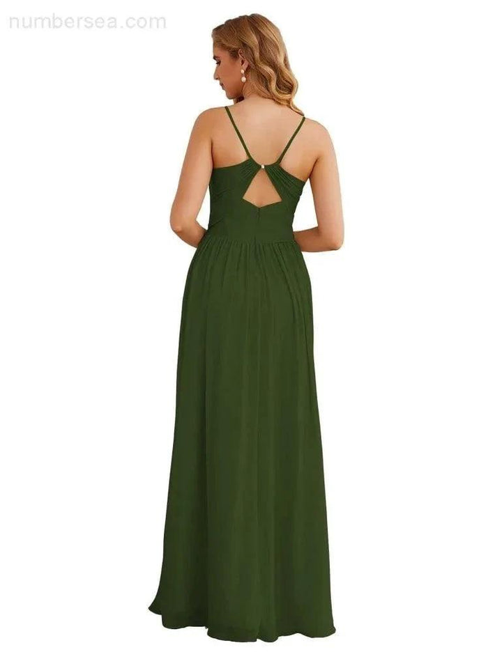 Numbersea Spaghetti Strap Bridesmaid Dresses Long Formal Party Prom Gowns 28060 by numbersea