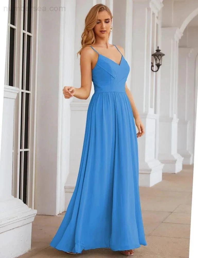 Numbersea Spaghetti Strap Bridesmaid Dresses Long Formal Party Prom Gowns 28060 by numbersea