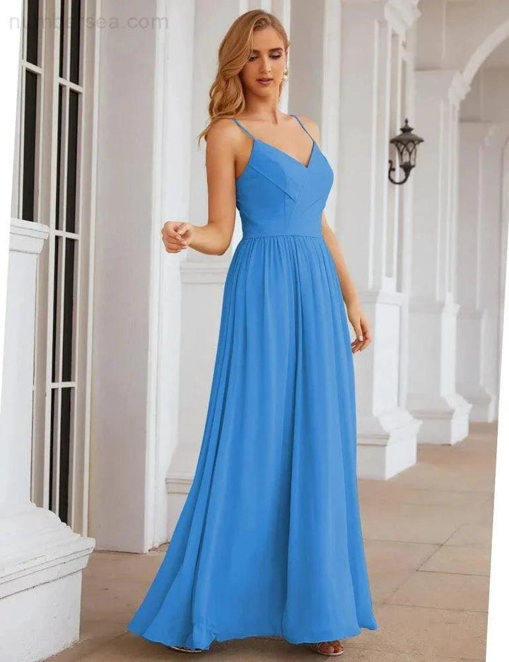 Numbersea Spaghetti Strap Bridesmaid Dresses Long Formal Party Prom Gowns 28060 by numbersea