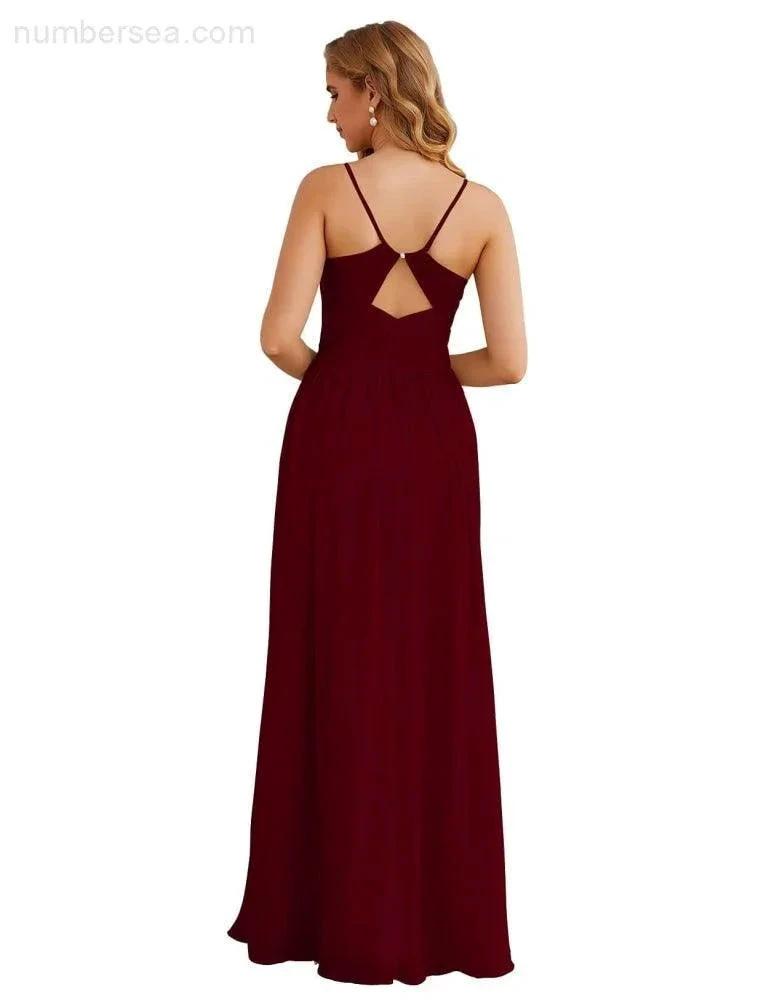 Numbersea Spaghetti Strap Bridesmaid Dresses Long Formal Party Prom Gowns 28060 by numbersea