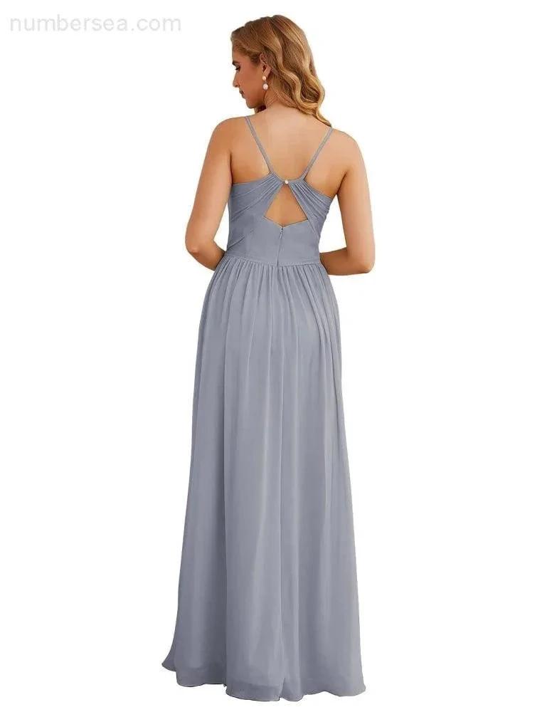 Numbersea Spaghetti Strap Bridesmaid Dresses Long Formal Party Prom Gowns 28060 by numbersea