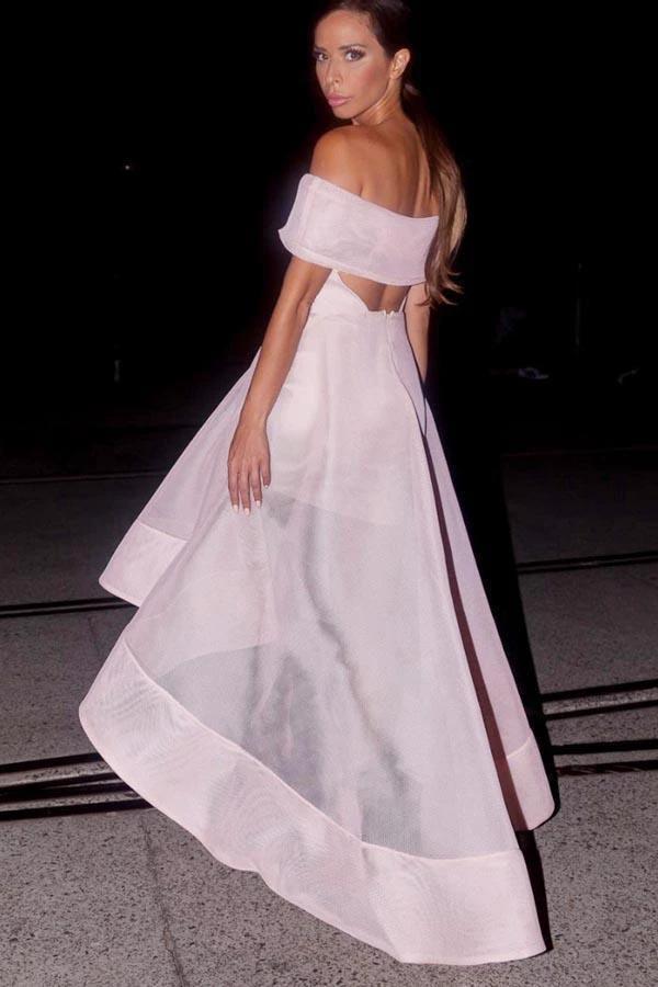Off-the-Shoulder High Low Sleeveles Organza Homecoming Dress PD072 by pgmdress