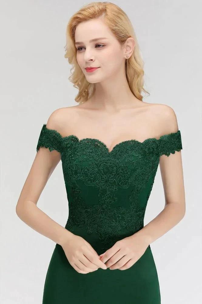 Off-the-shoulder Long Appliques Satin Mermaid Prom Gown Bridesmaid Dresses by misshow.com