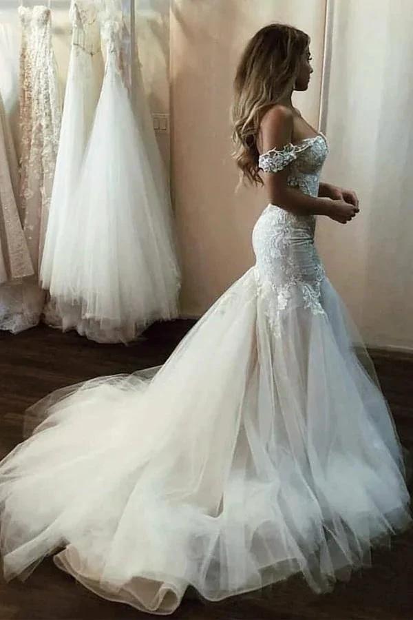 Off The Shoulder Mermaid Wedding Dresses Bridal Gown WD510 by pgmdress