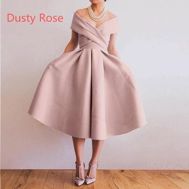 Off the Shoulder Short Dusty Blue Party/Homecoming Dresses PD101 by pgmdress