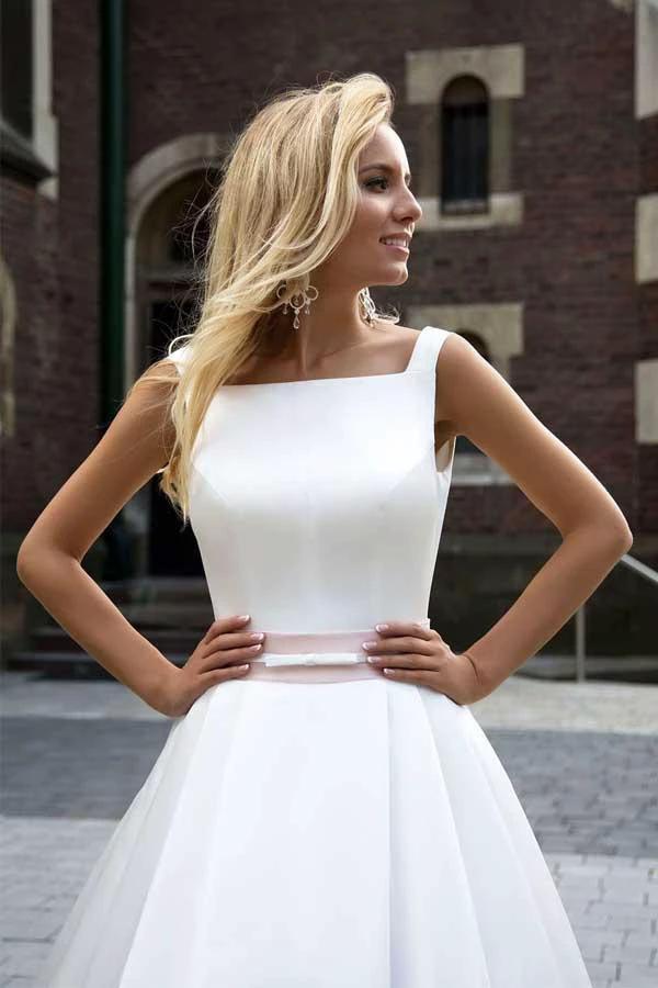 On Sale Princess Simple A-line Satin Ivory Wedding Dresses WD205 by pgmdress
