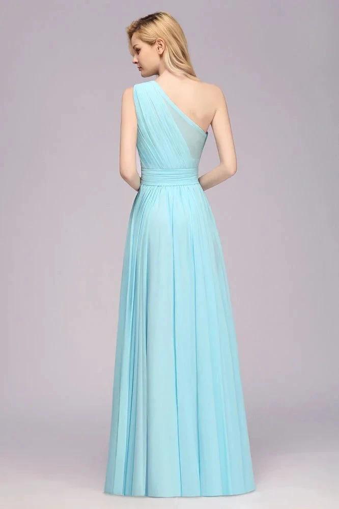 One Shoulder A-line Hi-lo Chiffon Bridesmaid Dresses for Women by misshow.com