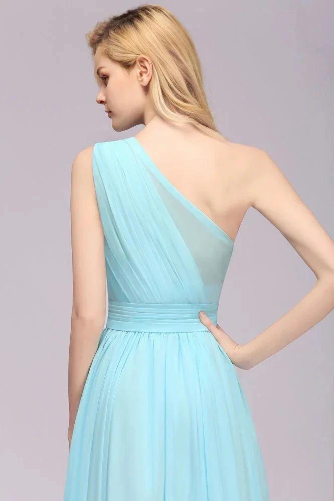 One Shoulder A-line Hi-lo Chiffon Bridesmaid Dresses for Women by misshow.com