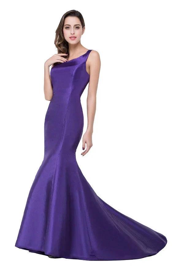 One-shoulder Sweep-length Mermaid Satin Bridesmaid Dresses by misshow.com