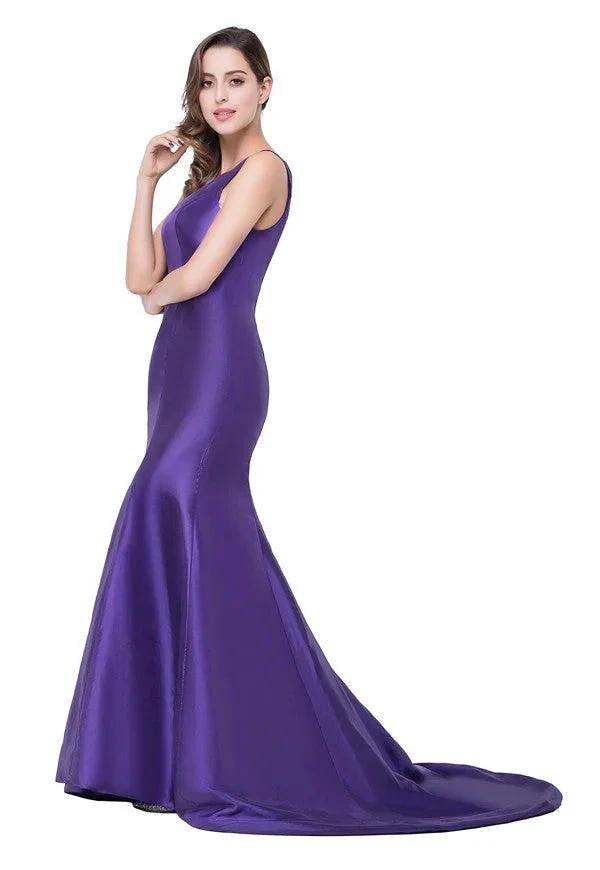 One-shoulder Sweep-length Mermaid Satin Bridesmaid Dresses by misshow.com