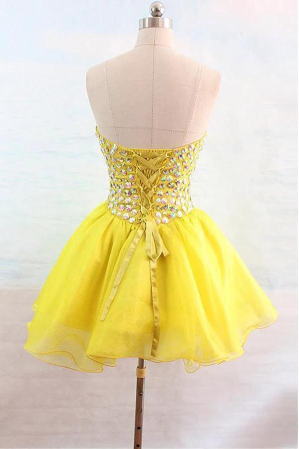 Organza Sweetheart Yellow Homecoming Dresses With Beading PG132 by pgmdress