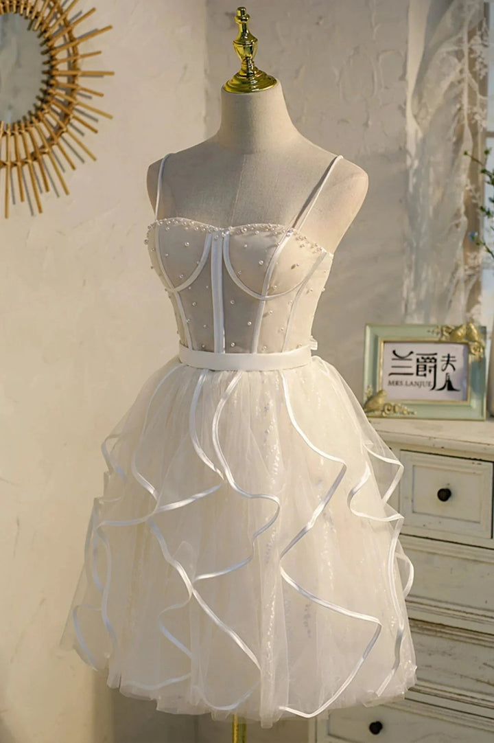 A-Line Spaghetti Strap Tulle Short Homecoming Dress by KissProm