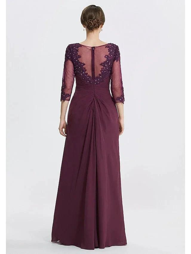A-Line/Princess Jewel Neck Floor-Length Mother of the Bride Dresses by Dreamylily