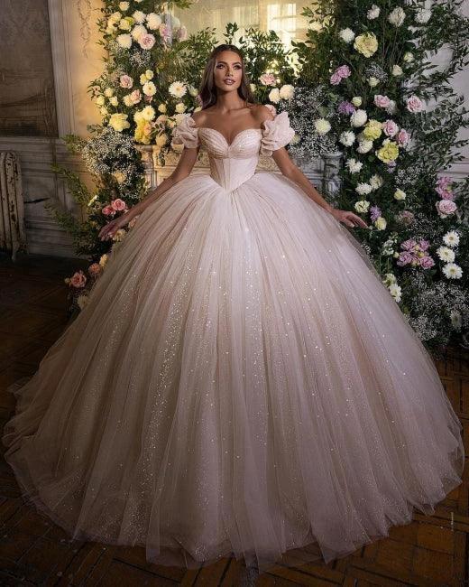 Princess Luxury Wedding Dresses Glitter with Lace by misshow.com