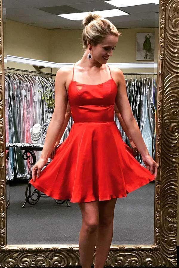 Princess Straps Short Prom Dress Burgundy Homecoming Dress PD318 by pgmdress
