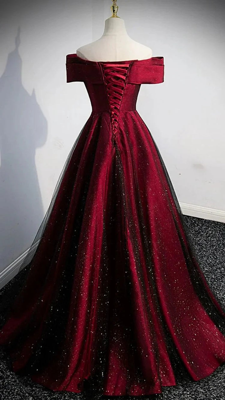 Burgundy satin long A line prom dress evening dress Y767 by simplepromdress
