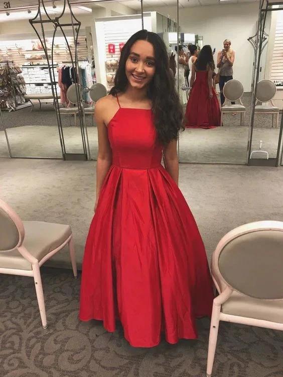 Red Sleeveless A-Line Prom Dresses Simple Evening Dresses Y776 by simplepromdress