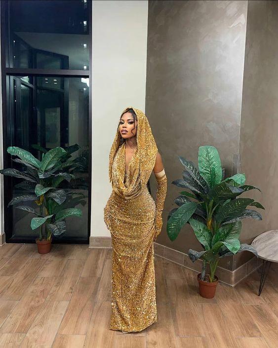 Gold Mermaid Sequins Evening Dresses Sparkly Prom Dress Y1691 by simplepromdress