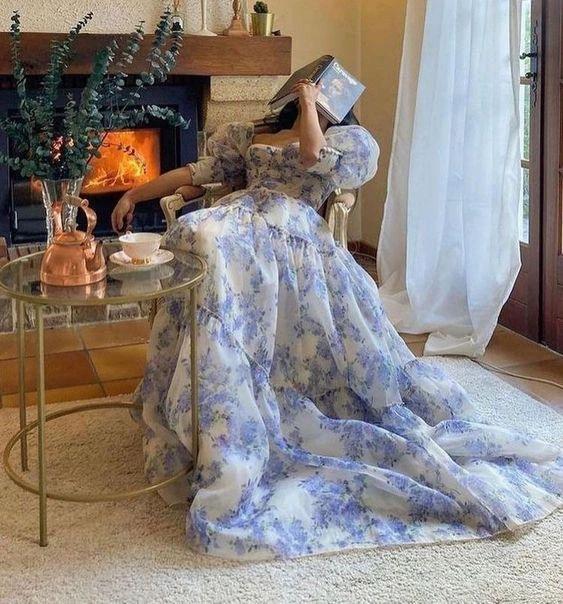 Beautiful Floral Print Chiffon Long Prom Dresses Evening Dress Y572 by simplepromdress