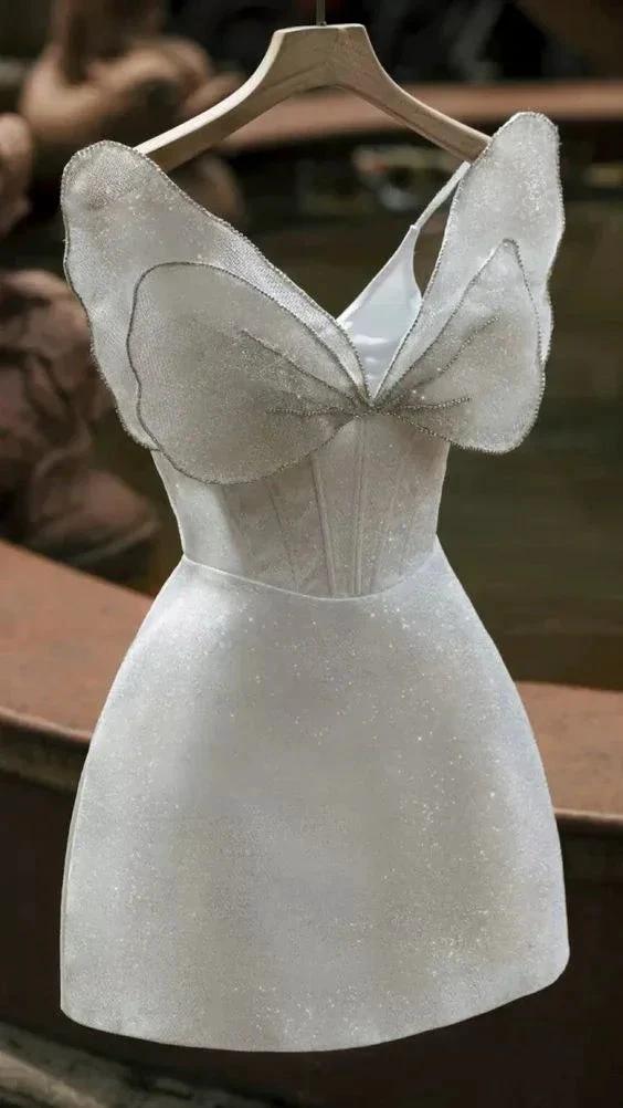 Shiny White Homecoming Dress Elegant White Party Dress Y682 by simplepromdress