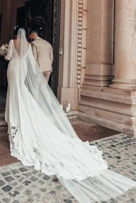 Romantic Backless Long Sleeves Mermaid Wedding Dresses by misshow.com