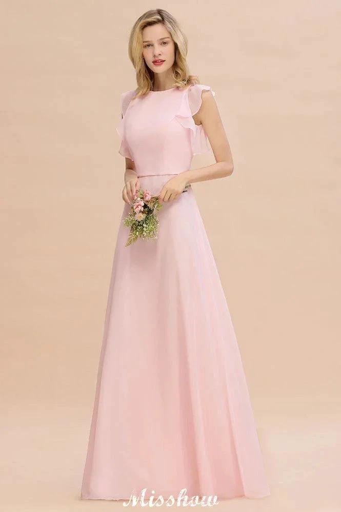 Romantic Sleeveless aline Bridesmaid Dress Garden Floor Length Simple Wedding Dress by misshow.com