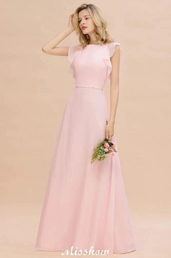 Romantic Sleeveless aline Bridesmaid Dress Garden Floor Length Simple Wedding Dress by misshow.com