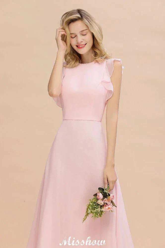 Romantic Sleeveless aline Bridesmaid Dress Garden Floor Length Simple Wedding Dress by misshow.com