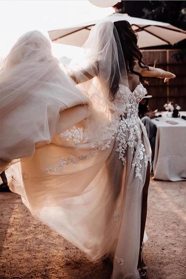 Romantic Sweetheart Wedding Dress Bohemio Bridal Gowns With 3D Lace WD497 by pgmdress