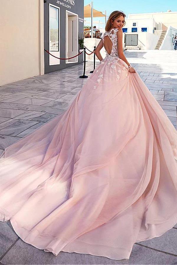 Romantic Tulle &amp; Taffeta Scoop Neckline A-Line Wedding Dresses WD189 by pgmdress