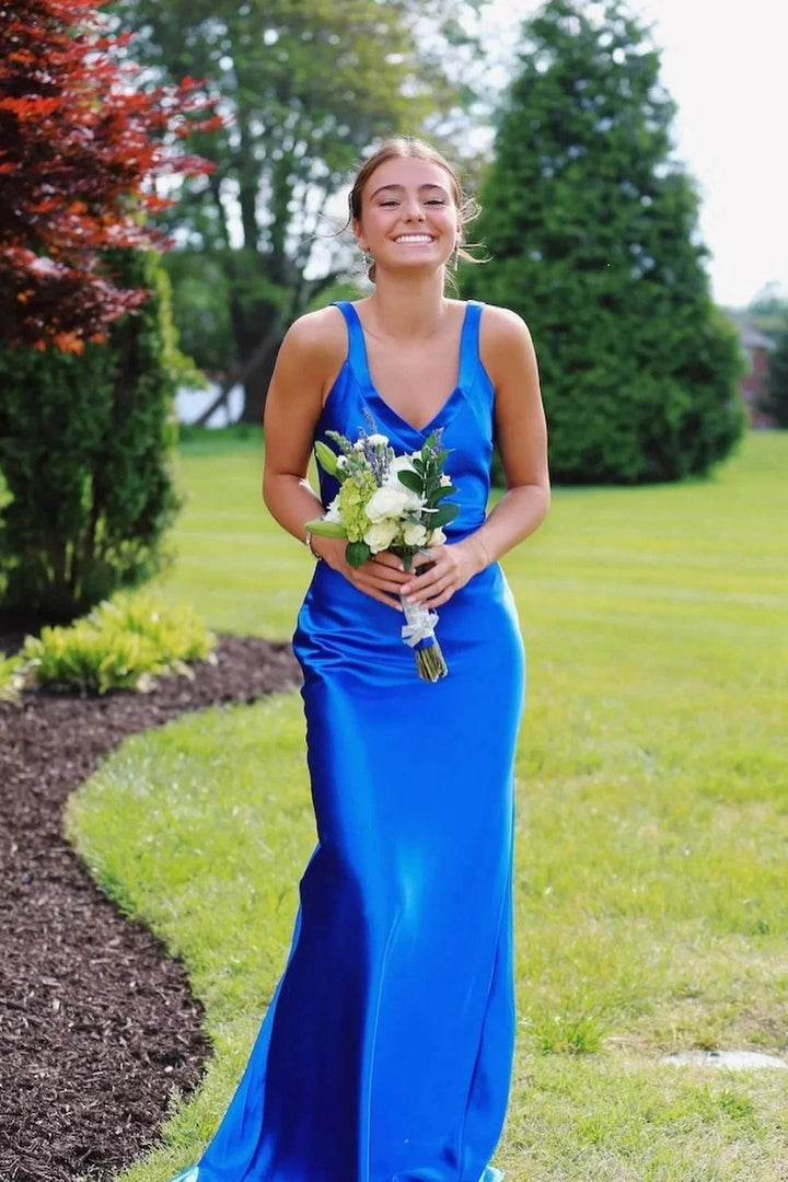 Bliss | Yellow Mermaid Satin V Neck Long Party Dress by KissProm