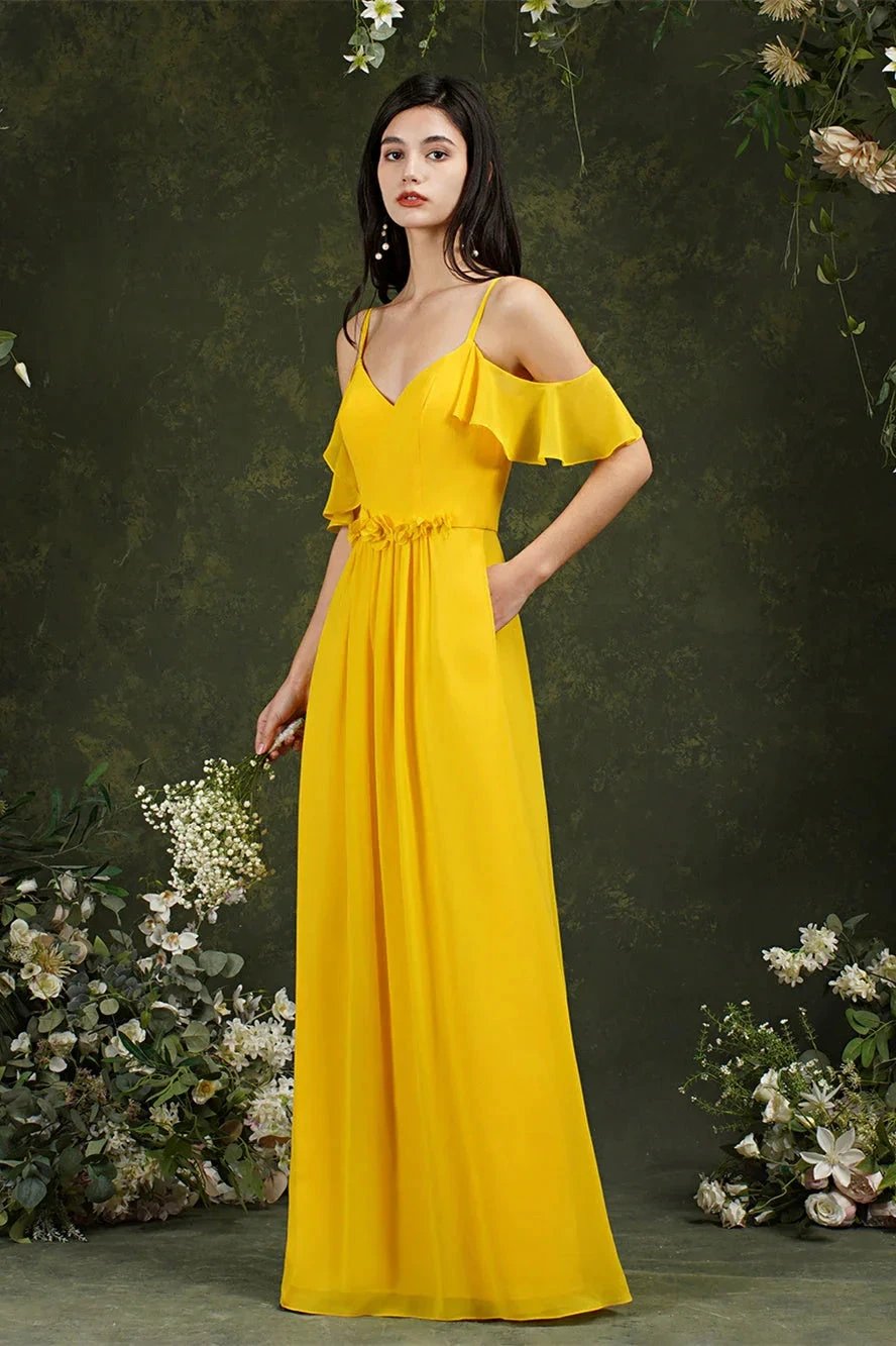 Ruffles Aline Spaghetti Strapes Tulle Long Prom Dress by misshow.com