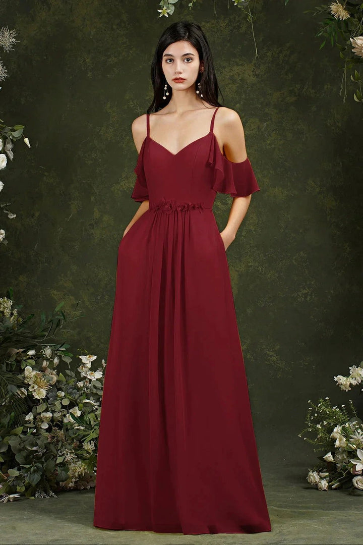 Ruffles Aline Spaghetti Strapes Tulle Long Prom Dress by misshow.com