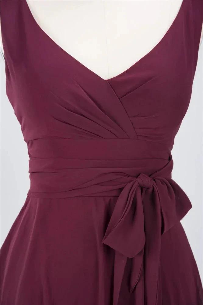 Ruffles Knee-Length Bridesmaid Dress Sleeveless V-Neck Mini Cocktail Party Dress by misshow.com