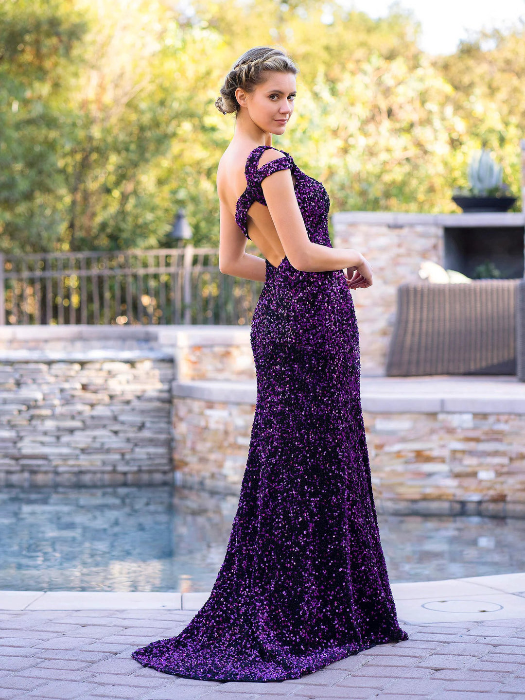 Grape Mermaid One-Shoulder Sequin Long Prom Dress with Slit by Anne of Brittany