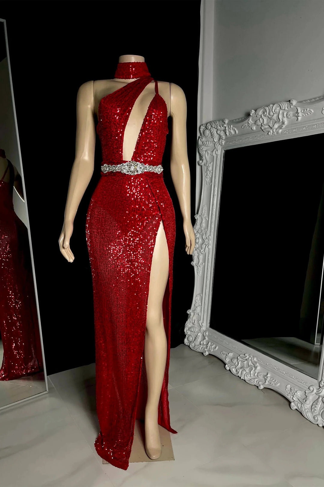 Sexy Long Mermaid Sleeveless Split Front Prom Dress With Beading by misshow.com